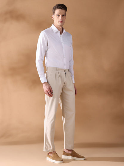 White Slim Fit Solid Formal Shirt for Men (FIANO)