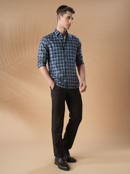 Blue Slim Fit Casual Cotton Shirt for men (FAZIO)