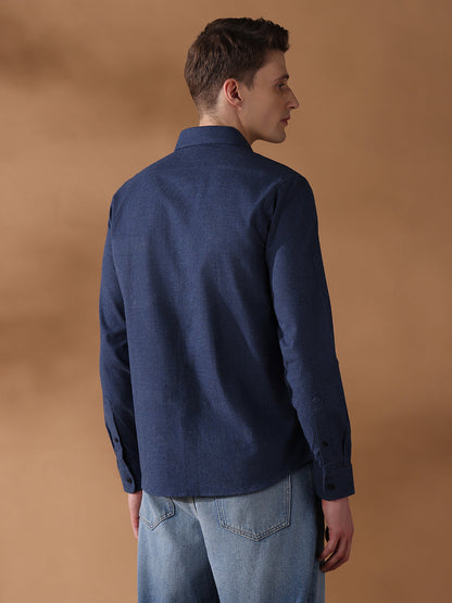 Blue Regular Fit Checked Casual Shirt for Men (LAUR)