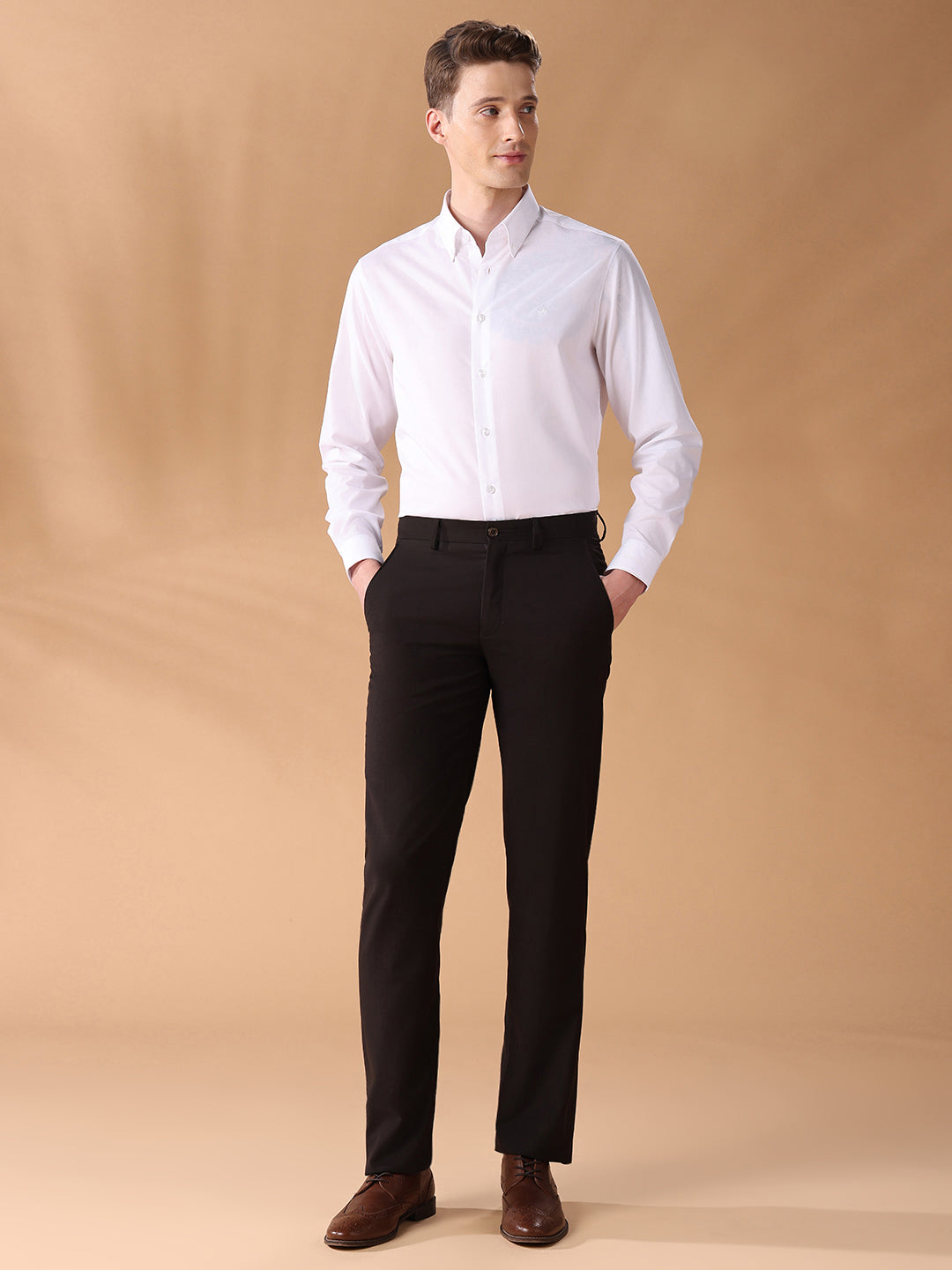 White Regular Fit Checked Formal Shirt for Men (CASSA)