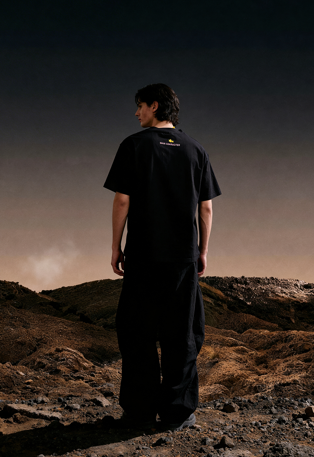 Main Site Summer Printed Oversized Black T-Shirt Main Character
