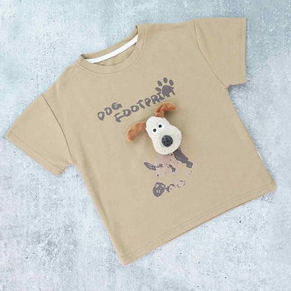 Brown Doggy Paw 2pcs Shorts set for Toddlers and Kids