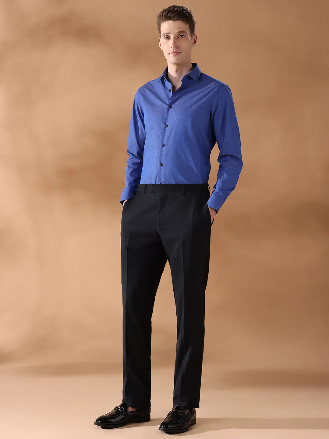 Blue Regular Fit Solid Formal Shirt for Men (LUKA)
