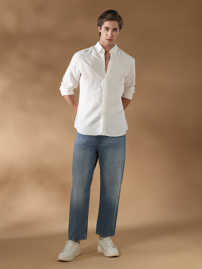 Off White Regular Fit Casual Linen Shirt for men (LORIS)