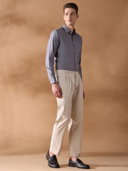Grey Slim Fit Solid Formal Shirt for Men (FURIO)