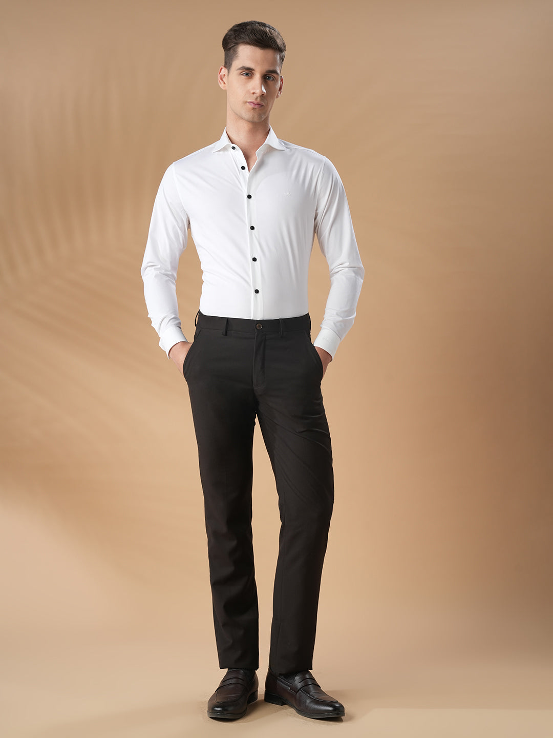 Off White Slim Fit Formal Cotton Shirt for men (CIECA)