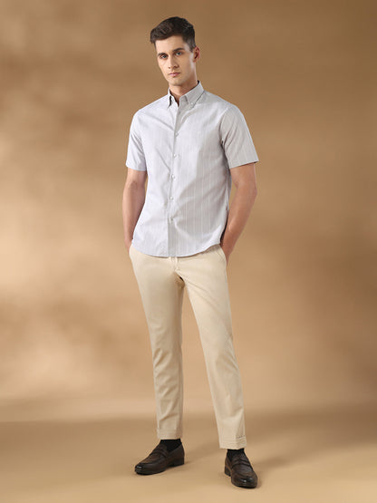 Grey Regular Fit Formal Cotton Shirt for men (COWIX)