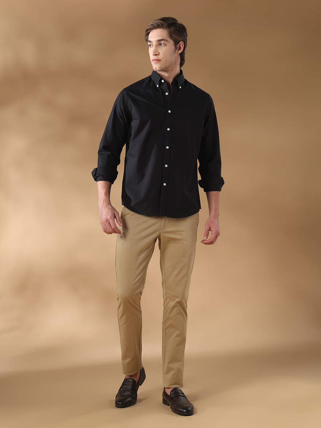 Black Regular Fit Casual Cotton Shirt for men (LAXEN)