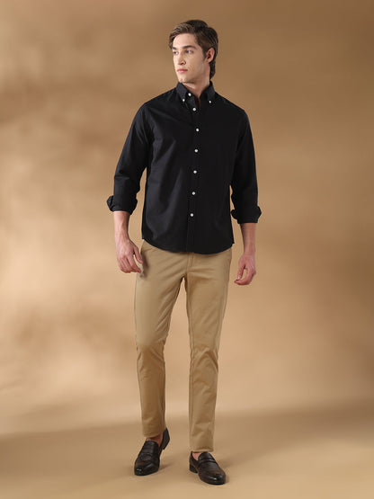 Black Regular Fit Casual Cotton Shirt for men (LAXEN)