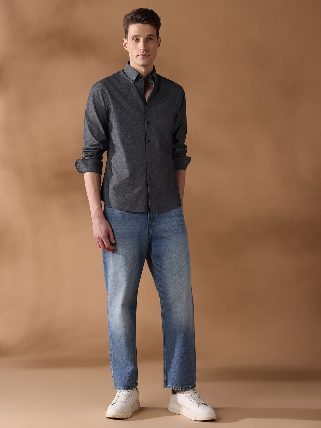 Black Regular Fit Solid Casual Shirt for Men (LELIA)