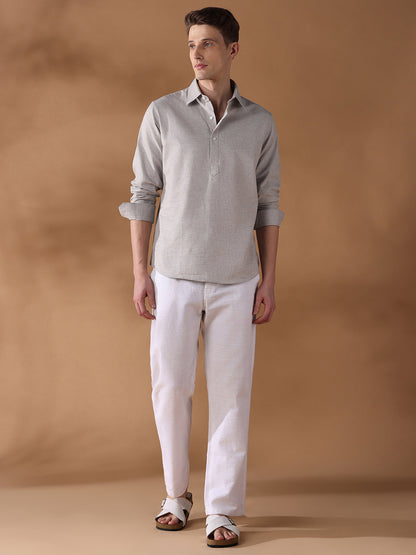 Grey Regular Fit Solid Casual Shirt for Men (CAVOR)