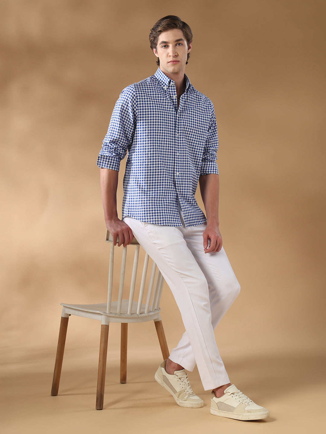 Blue Regular Fit Casual Cotton Shirt for men (CAXEN)