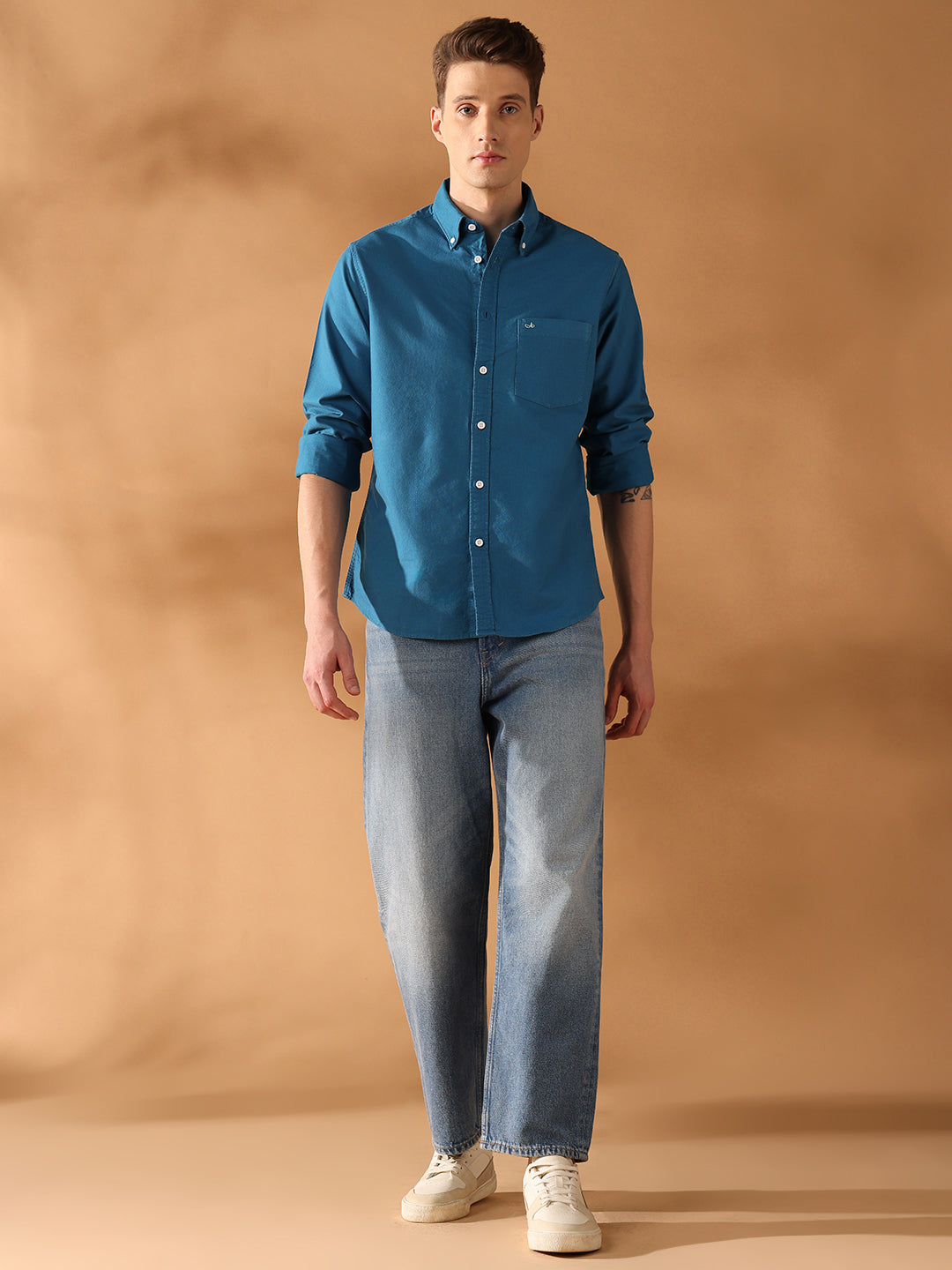 Teal Regular Fit Solid Casual Shirt for Men (BENAR)