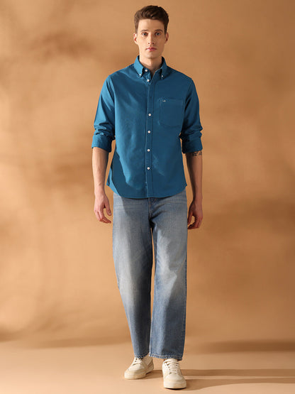 Teal Regular Fit Solid Casual Shirt for Men (BENAR)