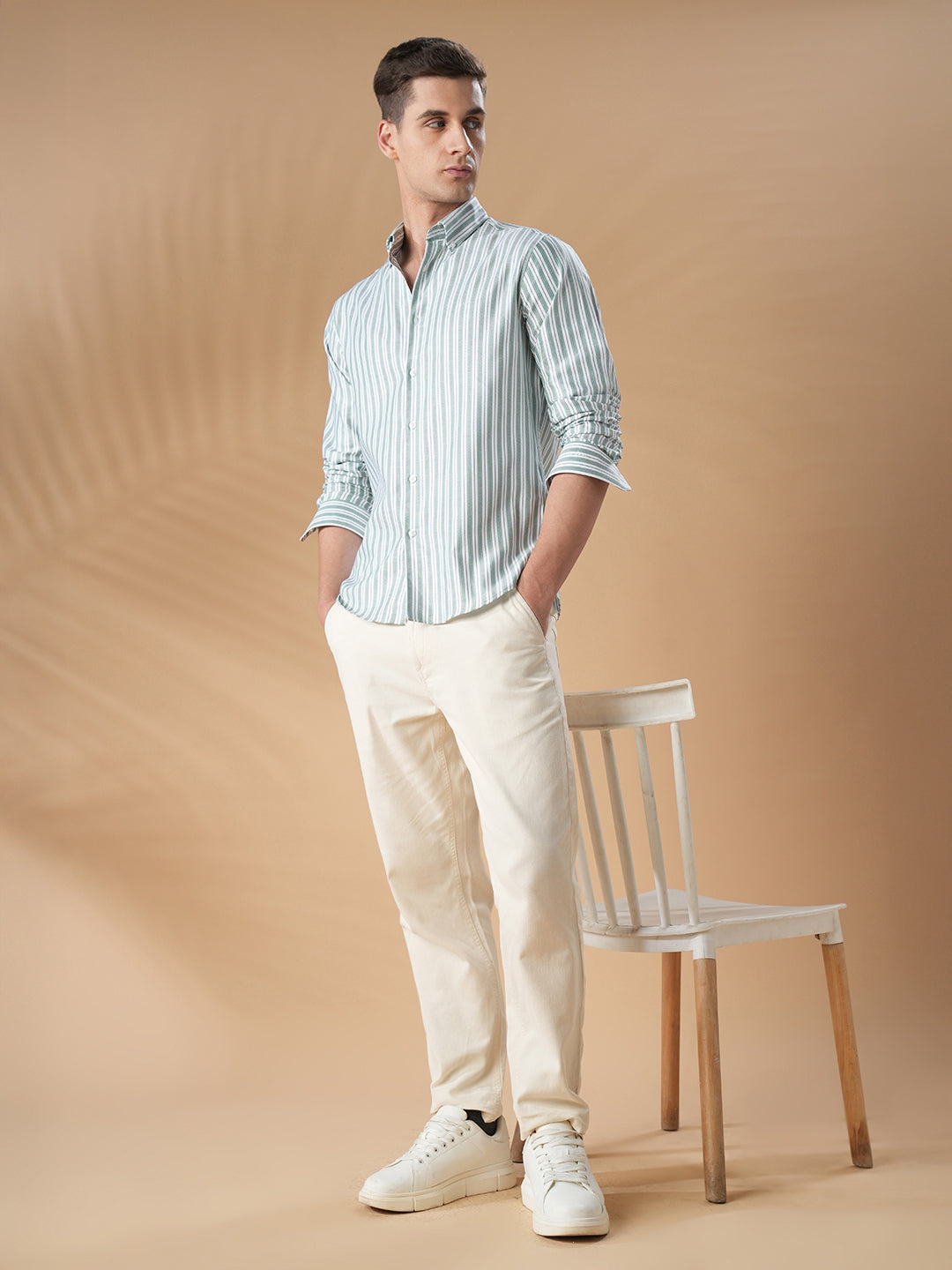 Green Regular Fit Formal Cotton Shirt for men (CORTE)