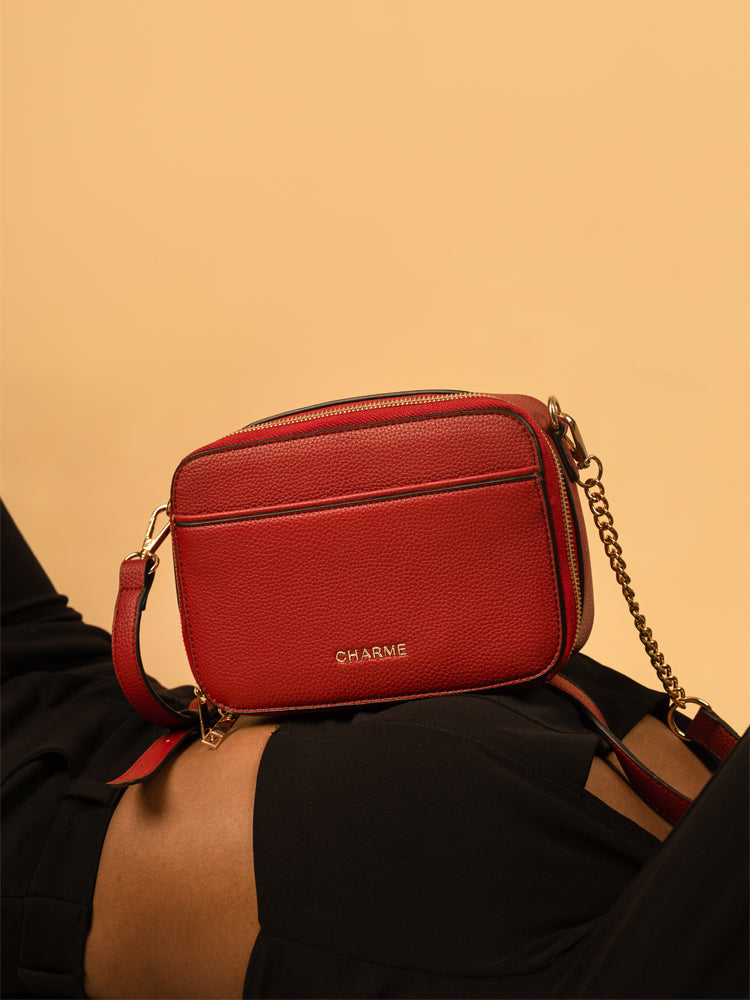 Boxed & Bold Wine Sling Bag Charme