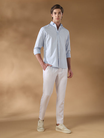 Blue Slim Fit Formal Cotton Shirt for men