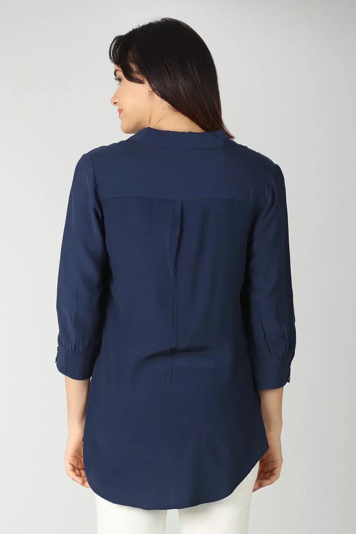 Solid Navy High-Low Shirt