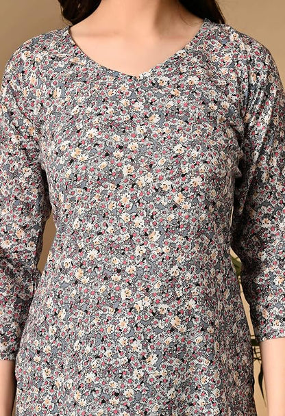 LIBOZA Cotton Short Kurti for Women Round Shape, Stylish Womens Kurtis Tunics Woman Kurta on Jeans | Shorts Tops Kurthis Top