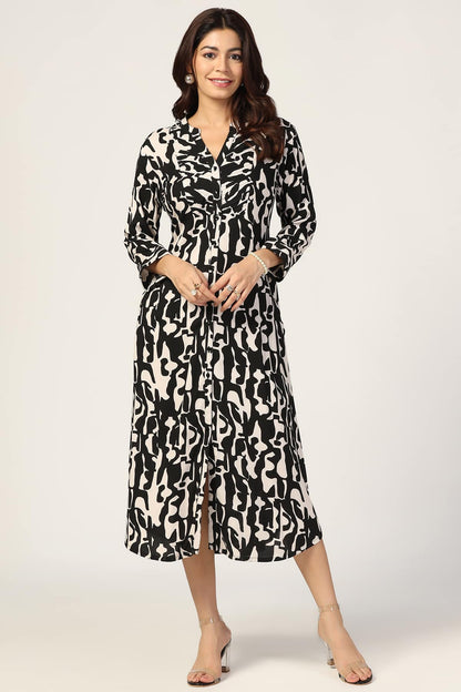 Rayon Pintuck Printed Dress