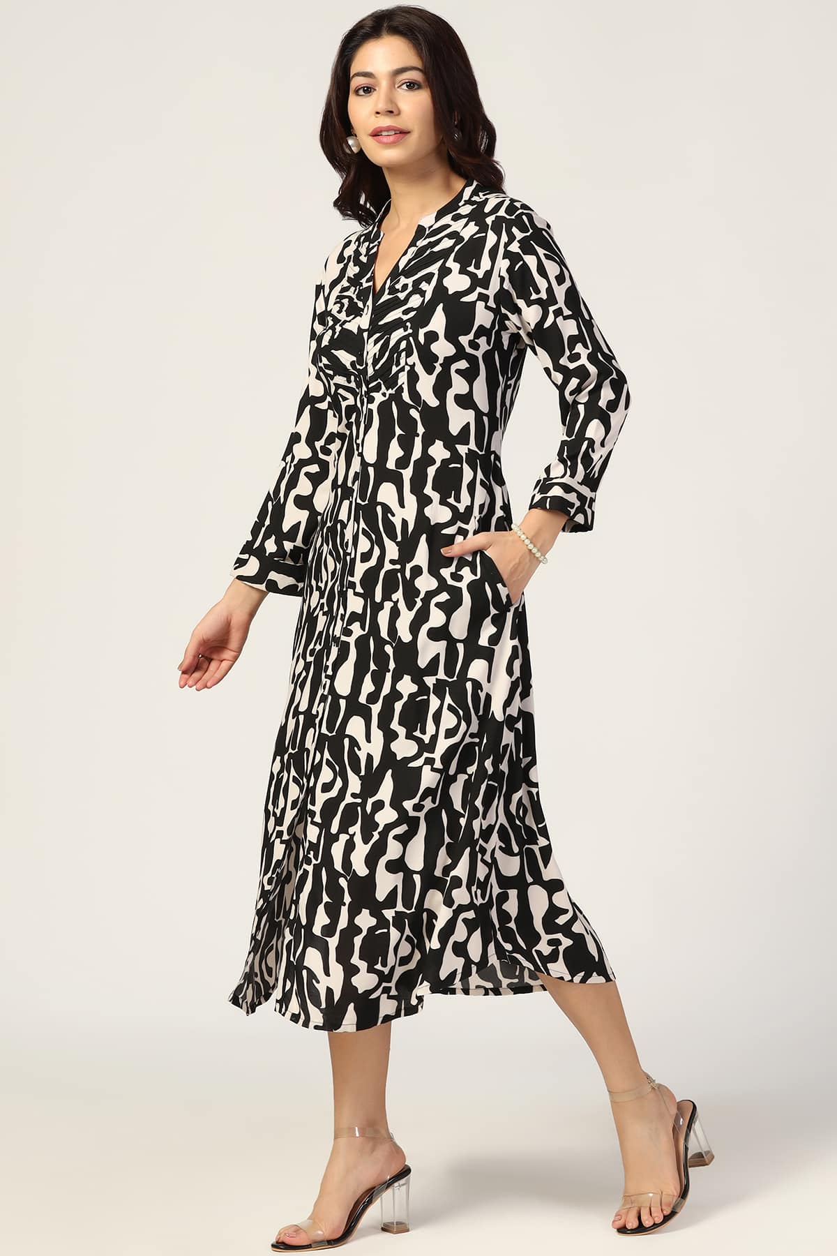 Rayon Pintuck Printed Dress