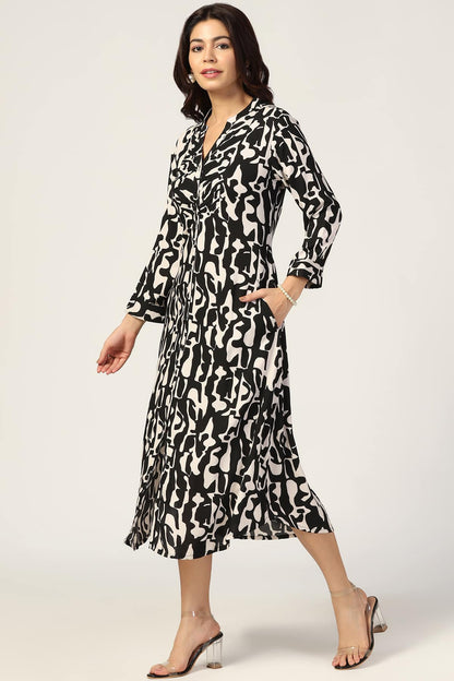 Rayon Pintuck Printed Dress