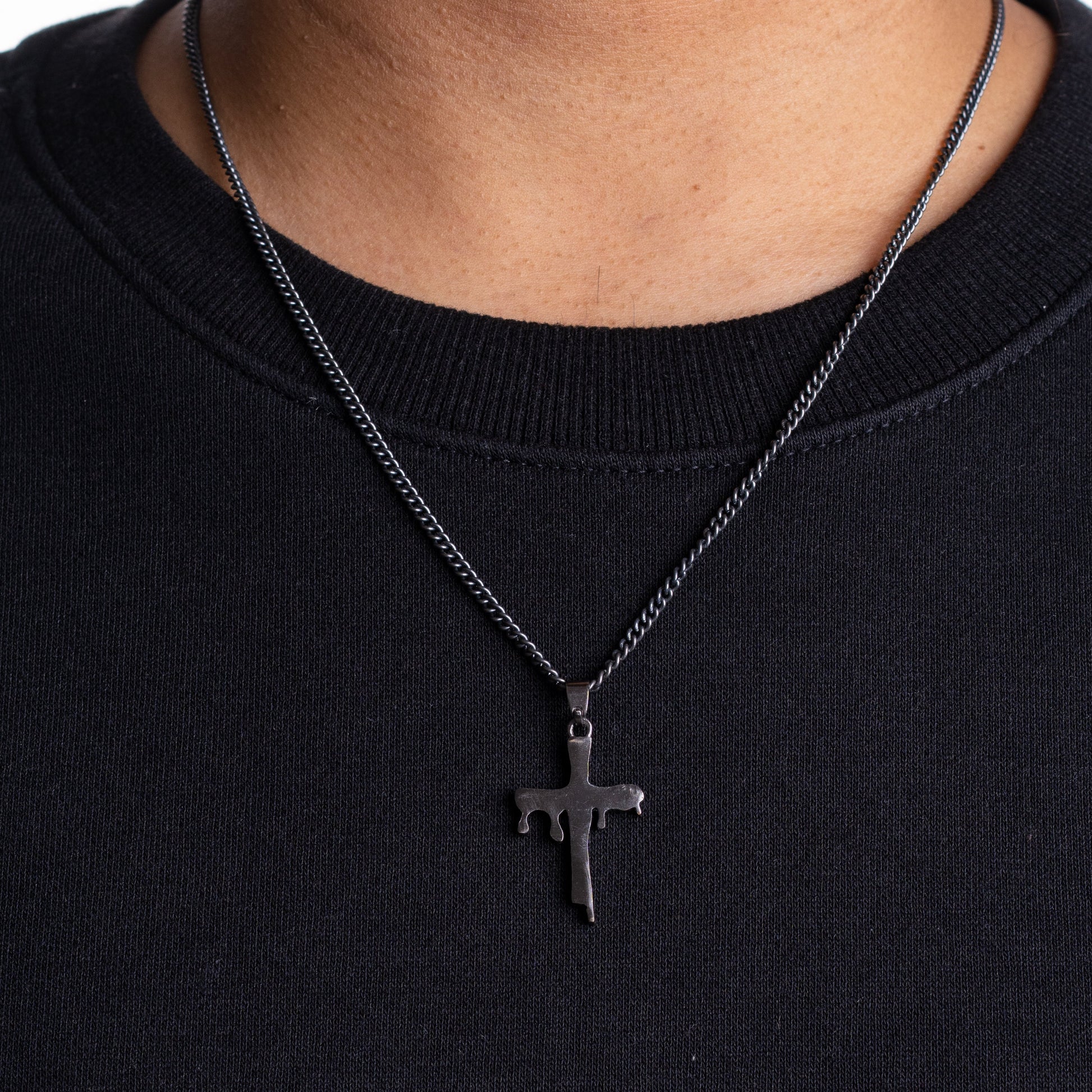 Cross  Pendant - Rhodium Black Zach