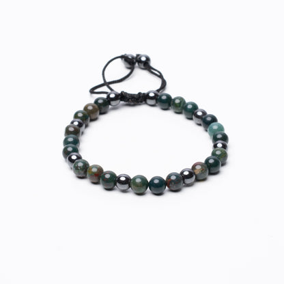 Bloodstone Beaded Bracelet - 6Mm - Braided Zach