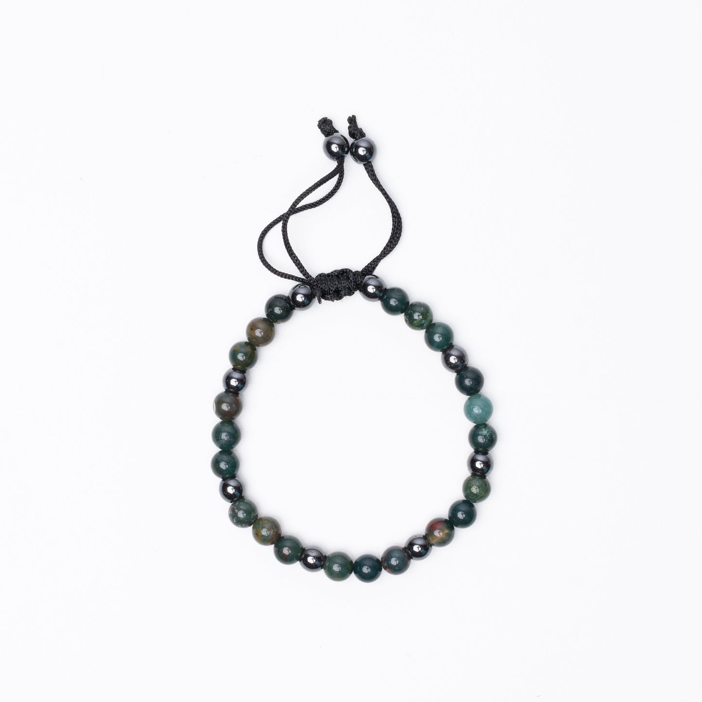 Bloodstone Beaded Bracelet - 6Mm - Braided