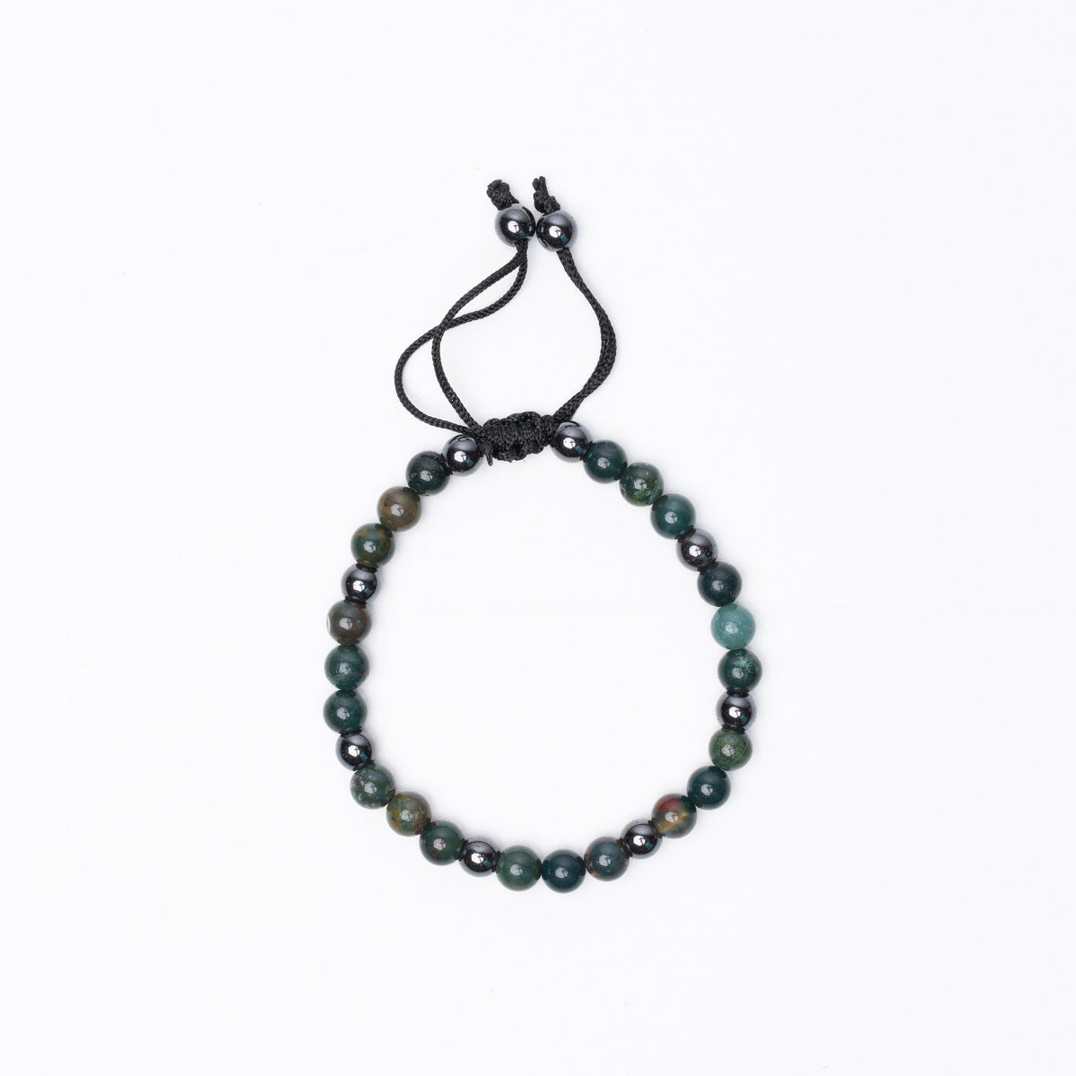 Bloodstone Beaded Bracelet - 6Mm - Braided Zach