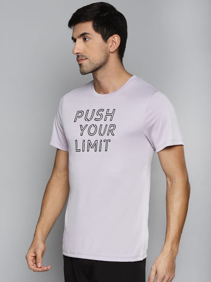ALCIS Men Grey Typography Printed Slim Fit Running T-shirt