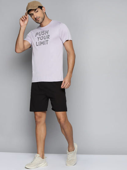 ALCIS Men Grey Typography Printed Slim Fit Running T-shirt