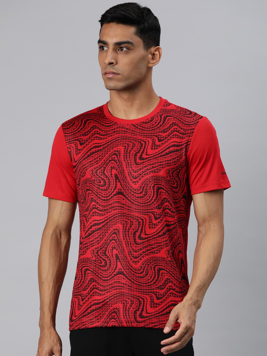 Alcis Men Red Printed Dry Tech Slim Fit T-shirt