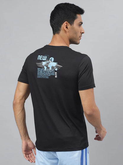 Alcis Men Black Anti-Static Slim-Fit Round Neck Training T-Shirt
