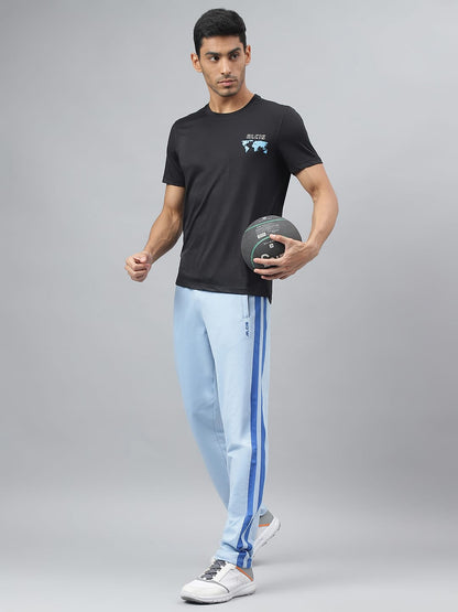 Alcis Men Black Anti-Static Slim-Fit Round Neck Training T-Shirt