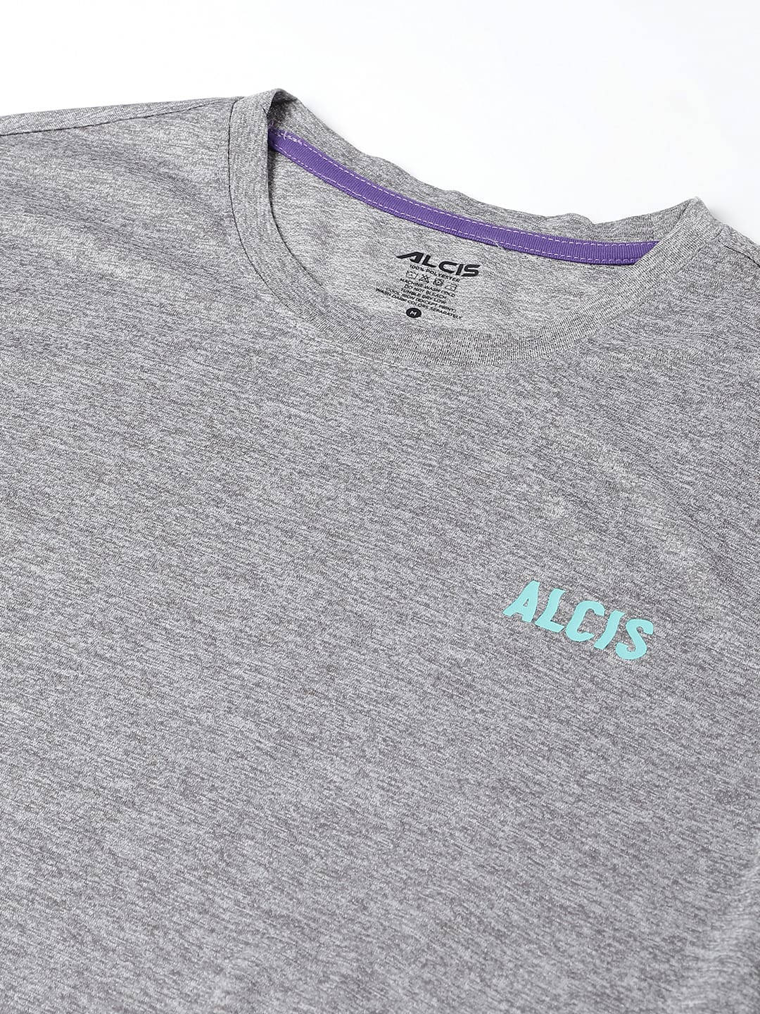 Alcis Men Printed Grey Cationic Anti-Static Slim-Fit Round Neck Training T-Shirt