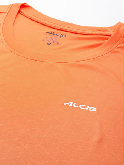 Alcis Men Geometric Printed Anti Static Slim Fit Sports T-shirt