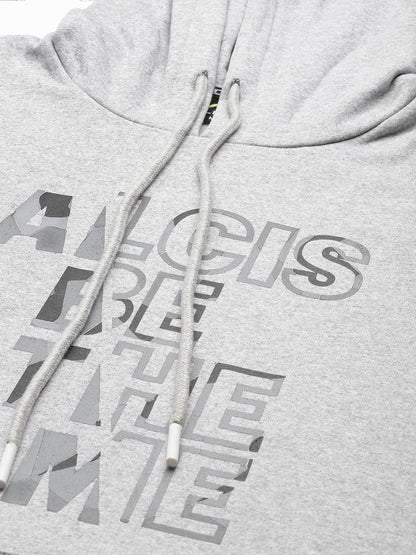 Alcis Men Grey Printed Hooded Sweatshirt