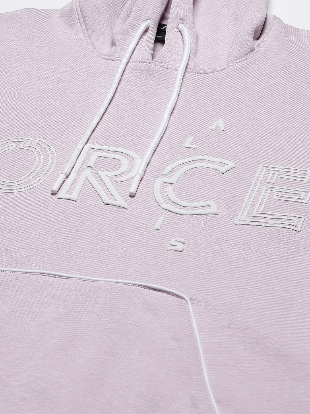 Alcis Men Lavender & White Printed Hooded Sweatshirt