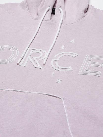 Alcis Men Lavender & White Printed Hooded Sweatshirt