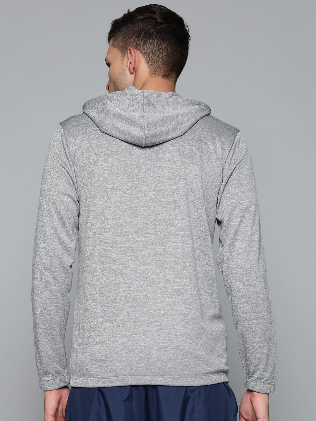 Alcis Men Grey Solid Hooded Sweatshirt