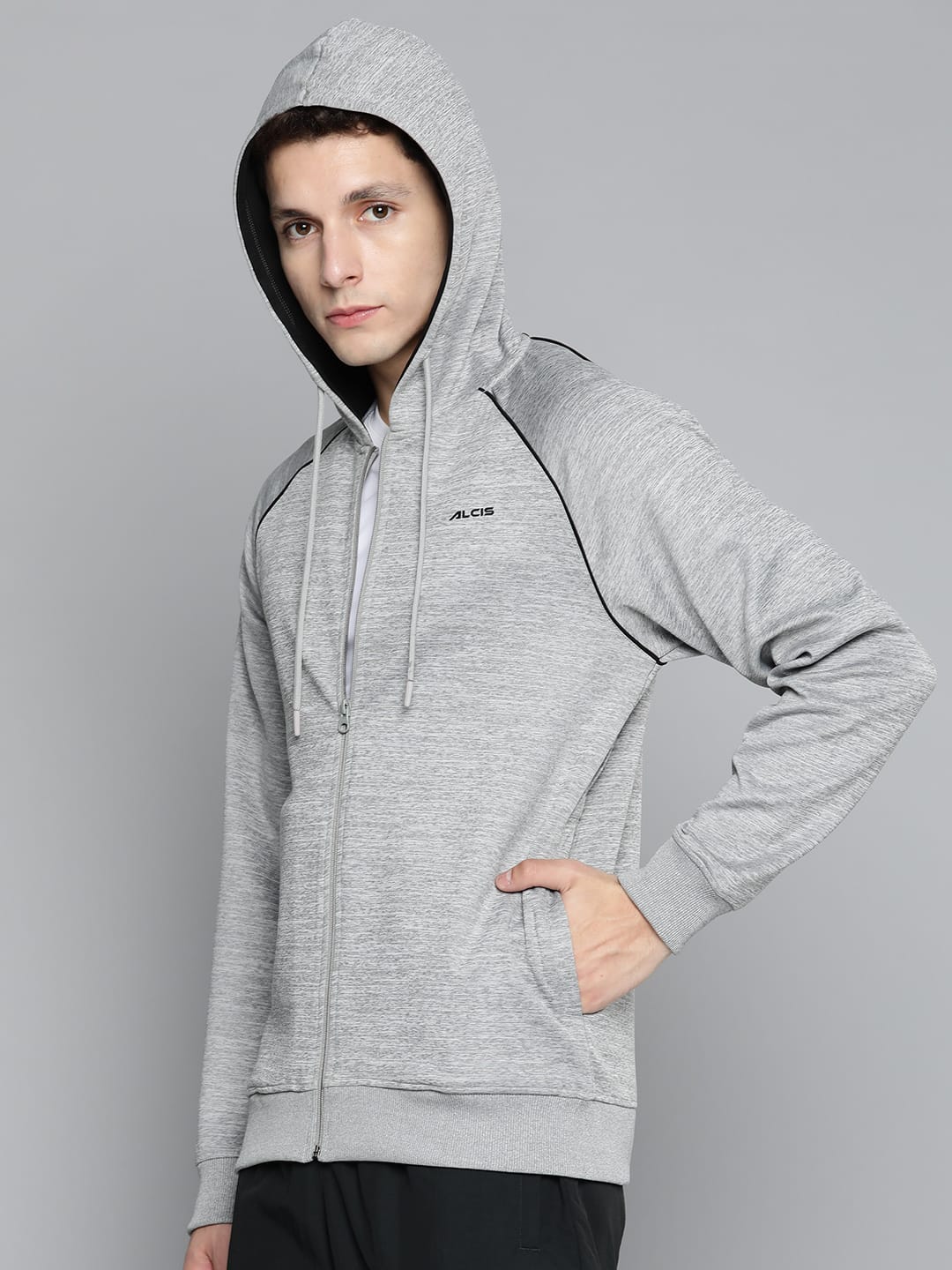 Alcis Men Grey Solid Running Sporty Jacket