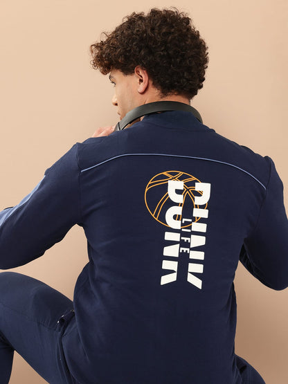 Alcis Men Blue Printed Bomber Jacket