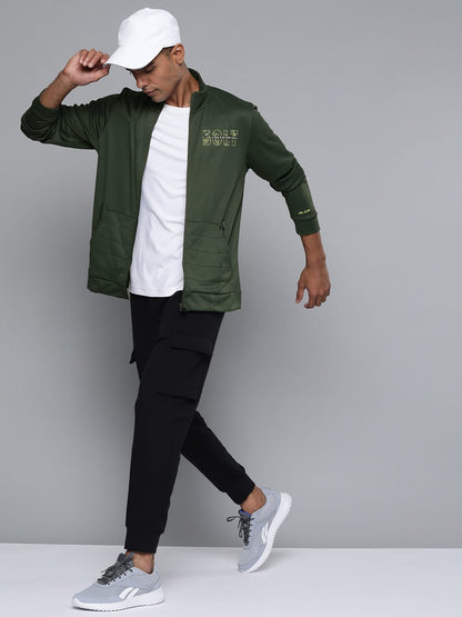 Alcis Men Olive Running Bomber Jacket