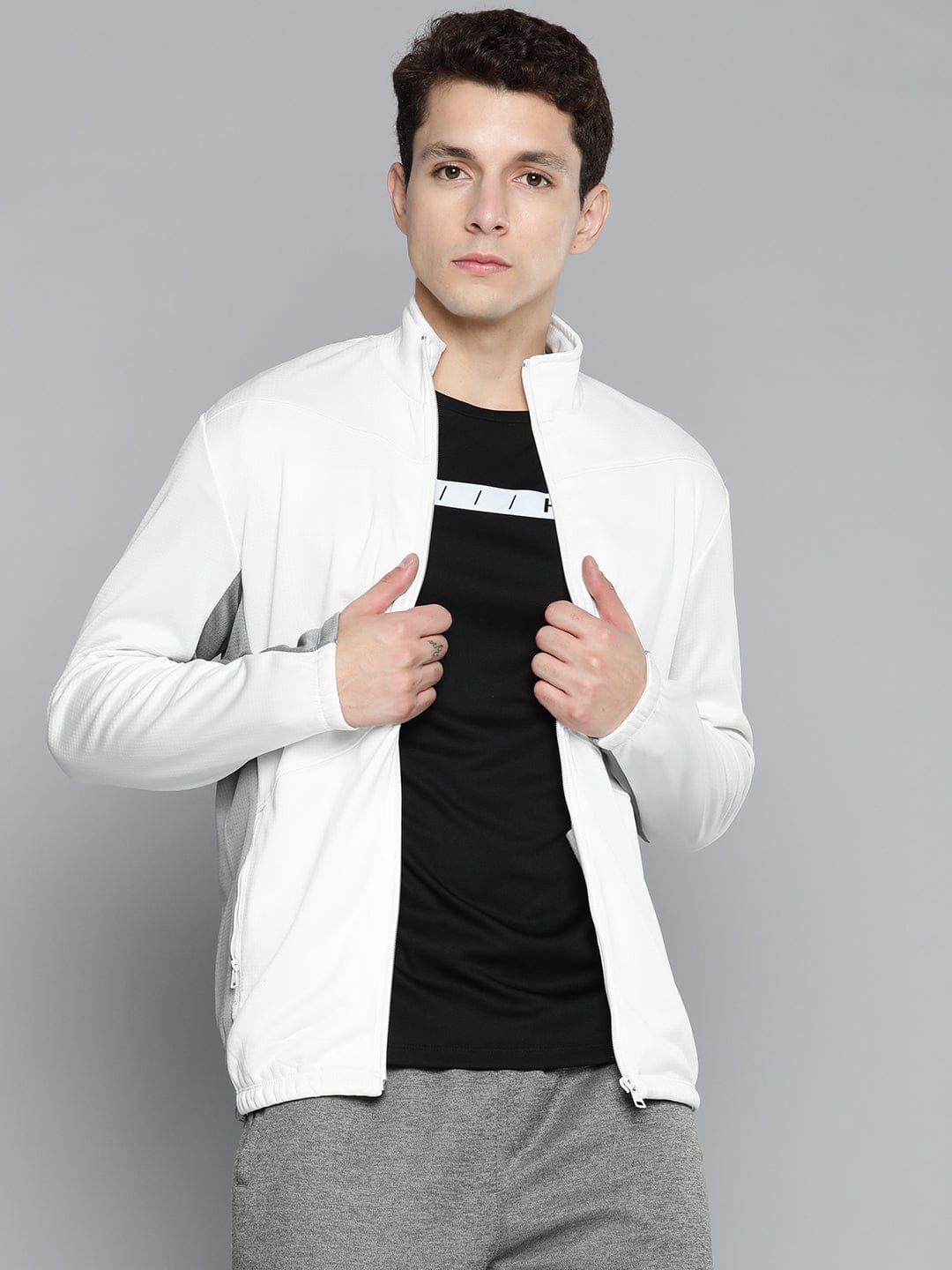 Alcis Men White Solid Running Sporty Jacket