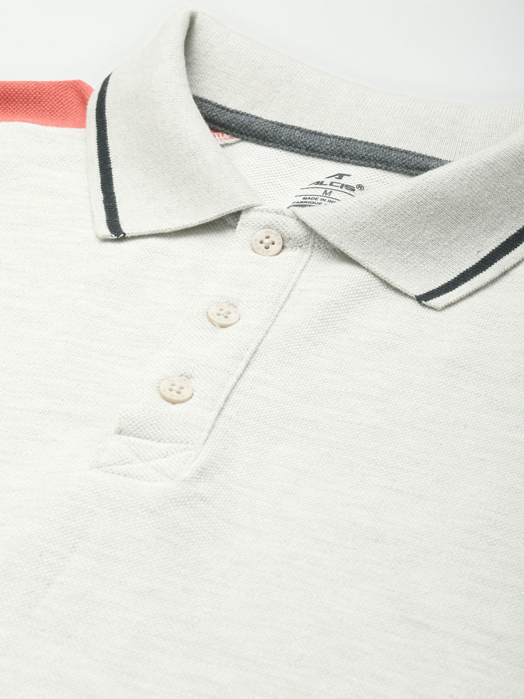 Alcis Men Off White Red Printed Polo Collar T-shirt