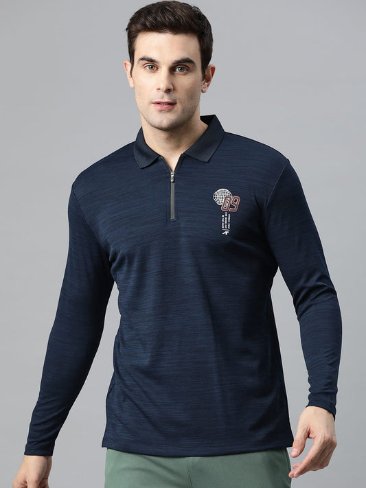 Alcis Men Graphic Printed Polo Collar Dry Tech Slim Fit T-shirt