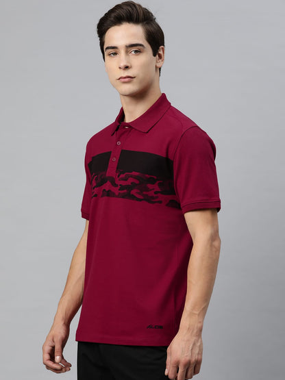 Alcis Men Abstract Printed Polo Collar Sports T-shirt