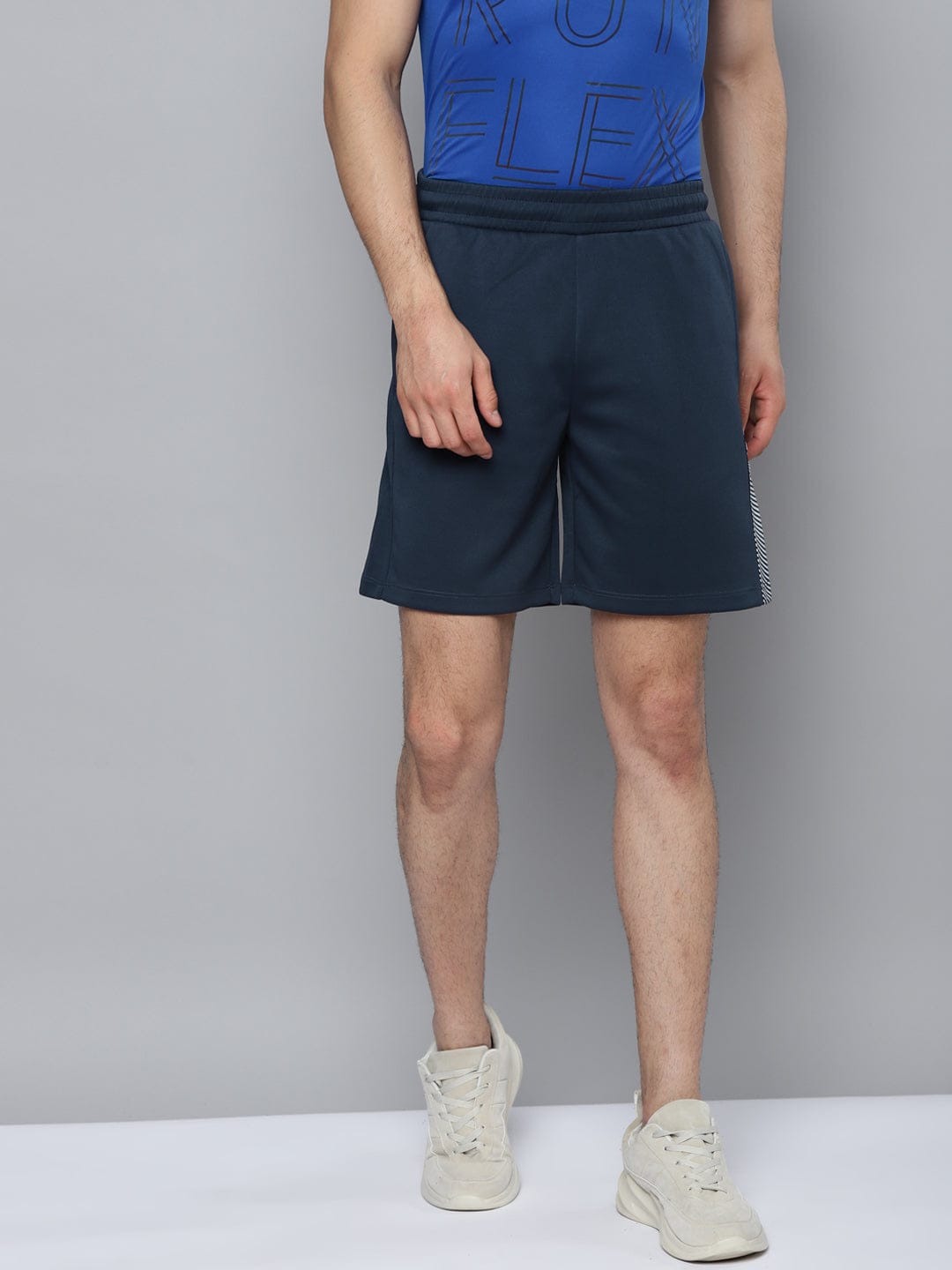 Alcis Men Navy Blue Slim Fit Training or Gym Sports Shorts