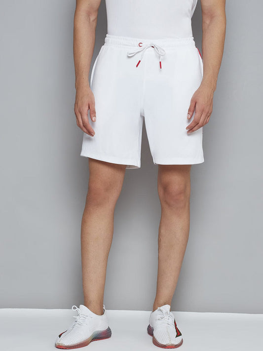 Alcis Men White Solid Slim Fit Running Sports Shorts